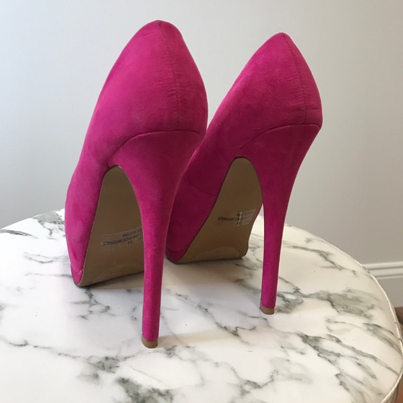 Shopicandies Shoes - ‼️ Fuchsia Magenta Pink Suede Peep Toe Pumps